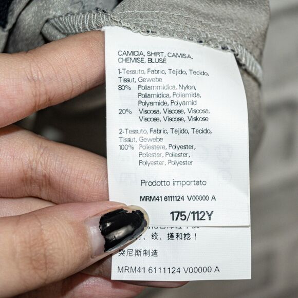 MARINA RINALD Large Lace Trim Blouse Gray Black Color-Block Large - Picture 7 of 7